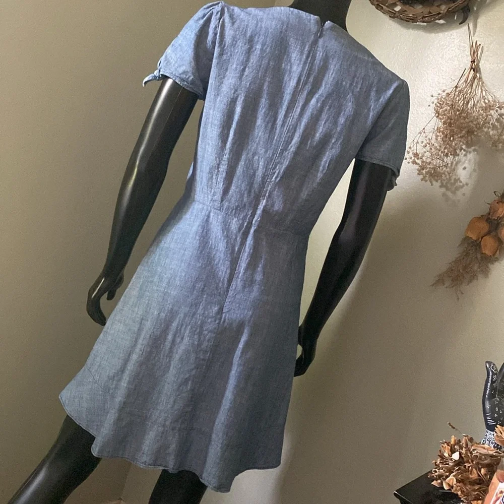 J. Crew Blue Flutter Sleeve V-Neck Sundress